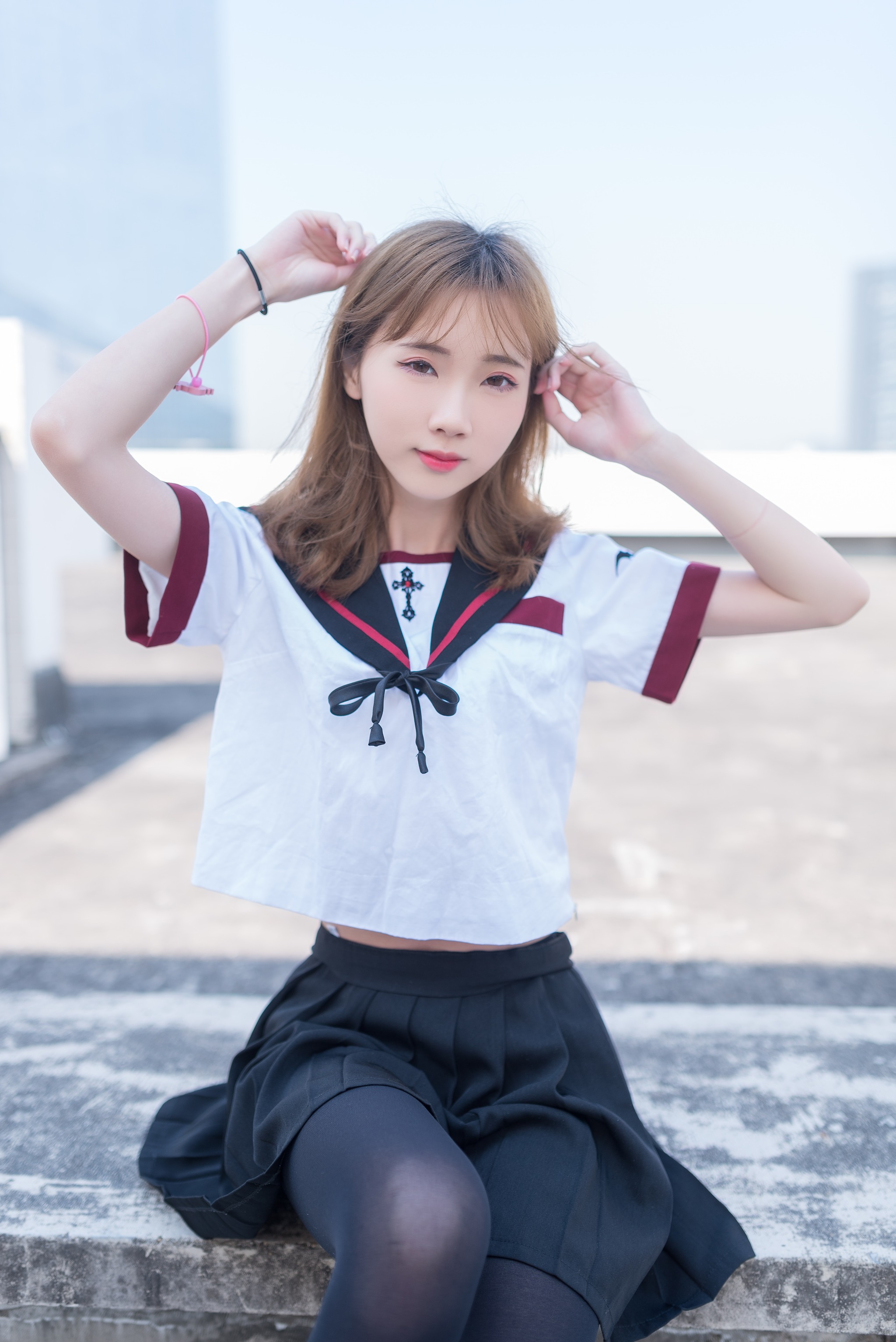 图片[1]-风之领域 – NO.031 天台上黑丝学妹 [46P]-XikXak